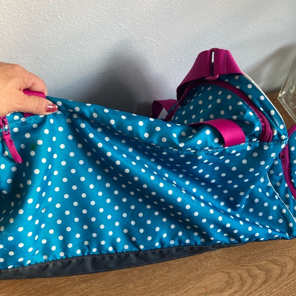 UA Under Armour Blue/White Polka Dots Logo Duffle Bag With Flaws See Pics - Picture 3 of 8